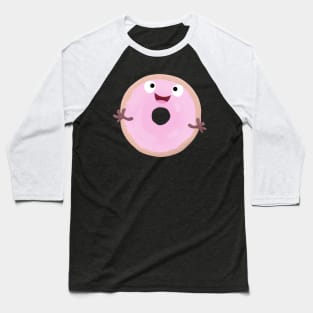 Cute happy pink glazed donut cartoon Baseball T-Shirt